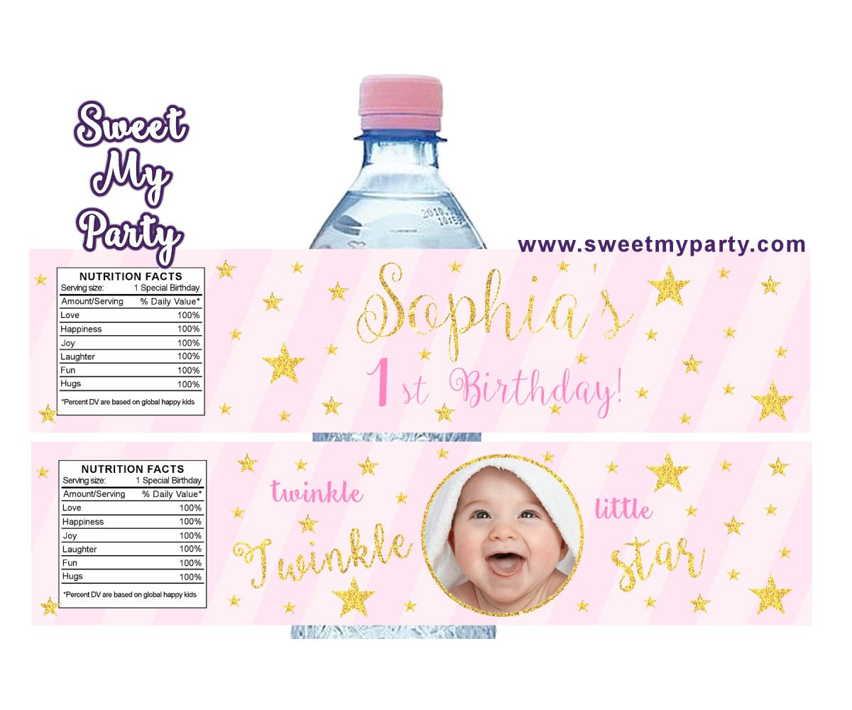 Twinkle Twinkle Little Star water bottle labels,(004a,c)